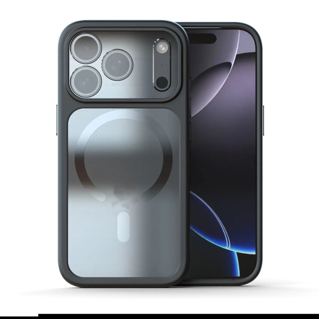 Two-in-one magnetic phone case for iPhone 17 Pro Max in black, showing shockproof construction.