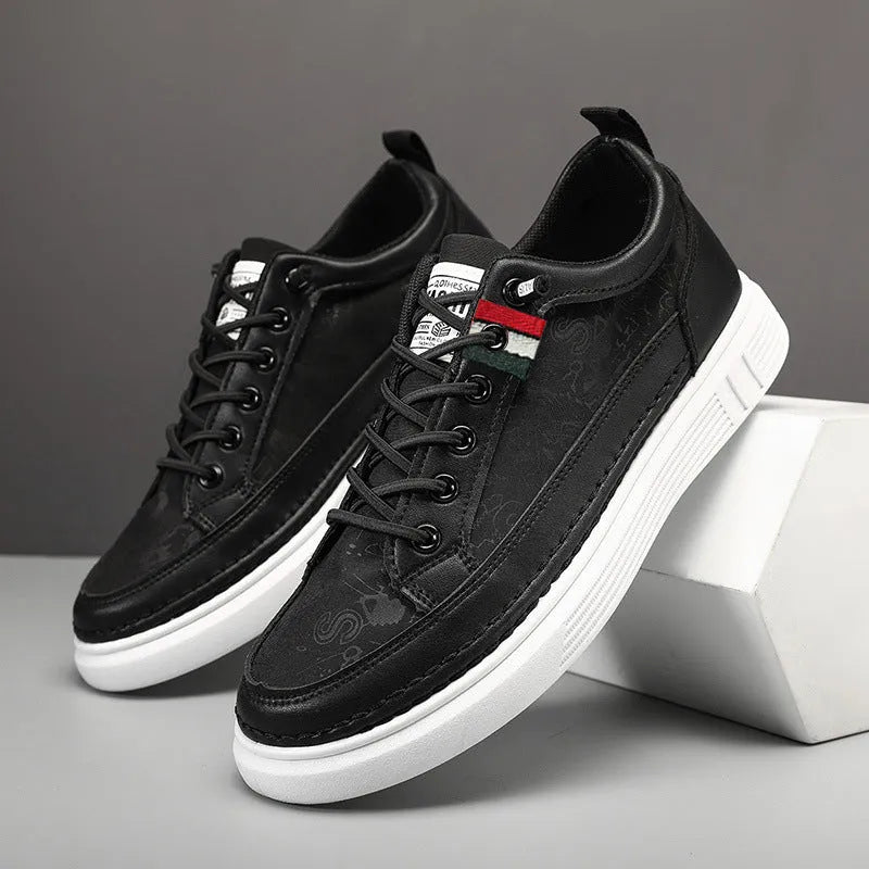 Men's grey high-top casual sneakers with bandage dress style and round toe design