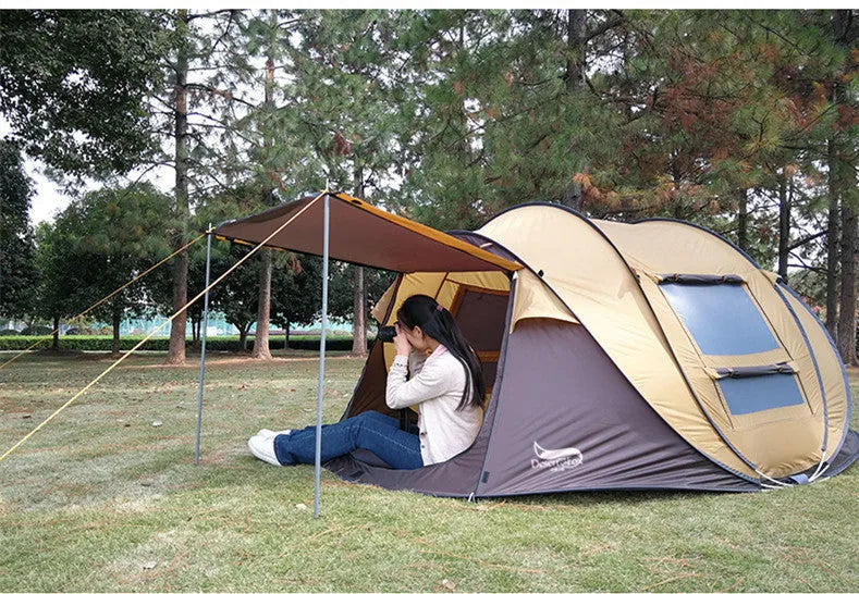 Automatic 3-4 person rainproof camping tent 200x280x120cm in khaki coffee or grass green