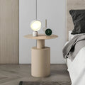 Round Nordic style simple modern metal bedside table in beige