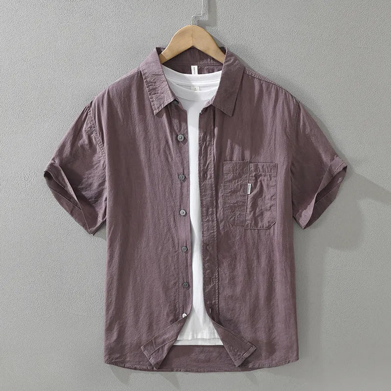 Loose lyocell top cardigan in black, green, or purple with short sleeves