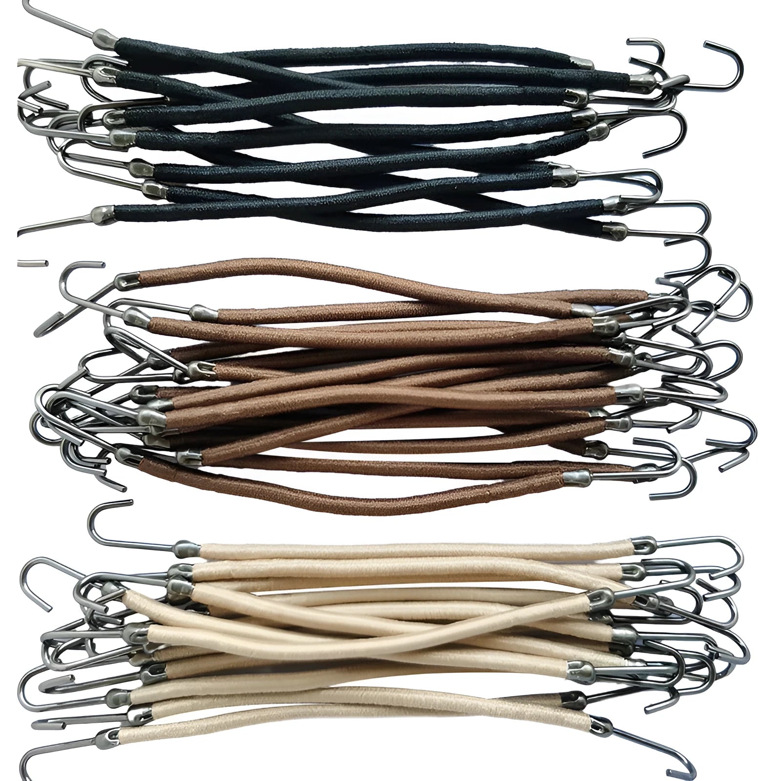Double hook wig styling tool in black, dark brown, or light brown for securing hair extensions.