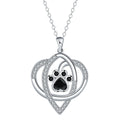 Copper pendant necklace with dog paw and cat footprints on cross chain for women