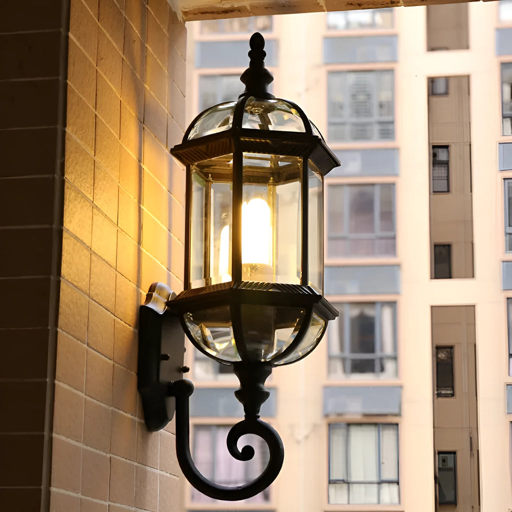 Courtyard outdoor waterproof wall lamp in black or gold with three-layer eight-inch aluminum design