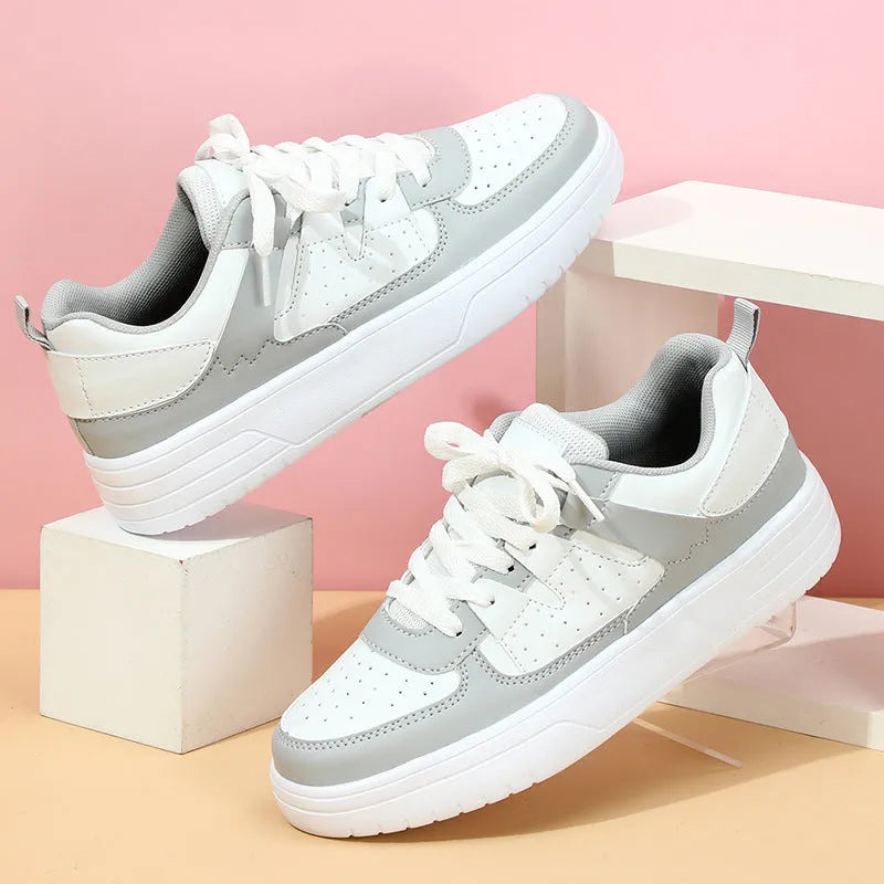 Unisex couple platform sneakers with EVA sole, mid heel 3-5CM, lace-up front, and round toe in a colour variant