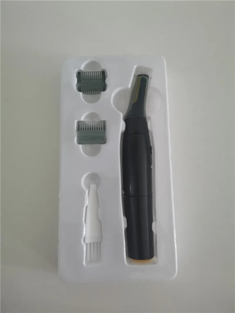 Grey ABS electric hair catcher for men with floating cutter head and dry battery power, in colour box