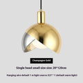 Simple 20cm droplight lamp with golden stitching in champagne gold finish