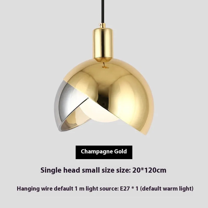 Simple 20cm droplight lamp with golden stitching in champagne gold finish