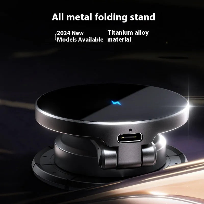 Black wireless charging car phone holder with zinc alloy bracket and universal phone clip