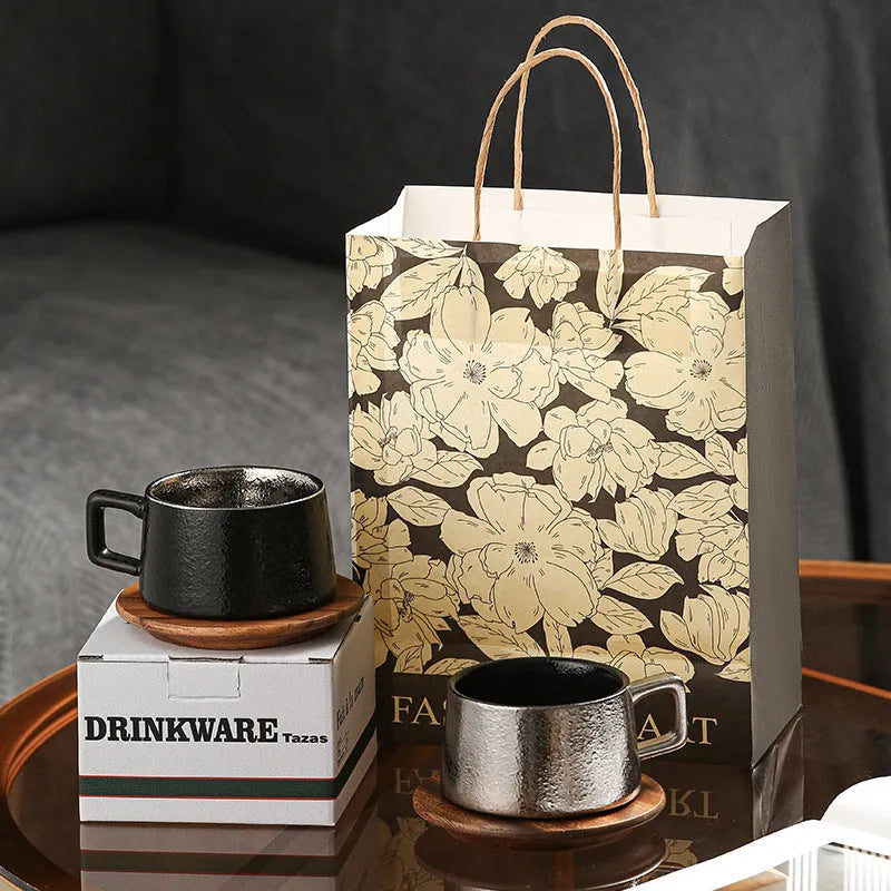 Afternoon tea gift tumbler coffee cup suit with gold-plated gift box packaging