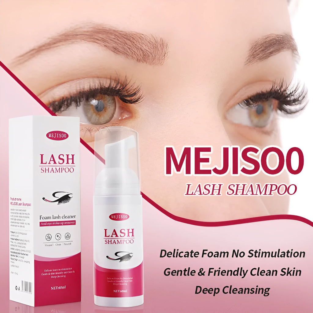 60ml bottle of lash shampoo mousse eyelash cleaning solution, 13.5cm tall.