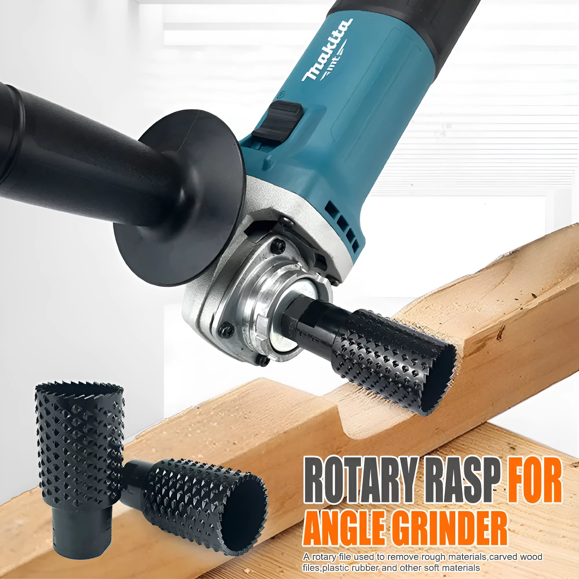 Spherical angle grinder grinding head with M10 and M14 threads for woodworking.