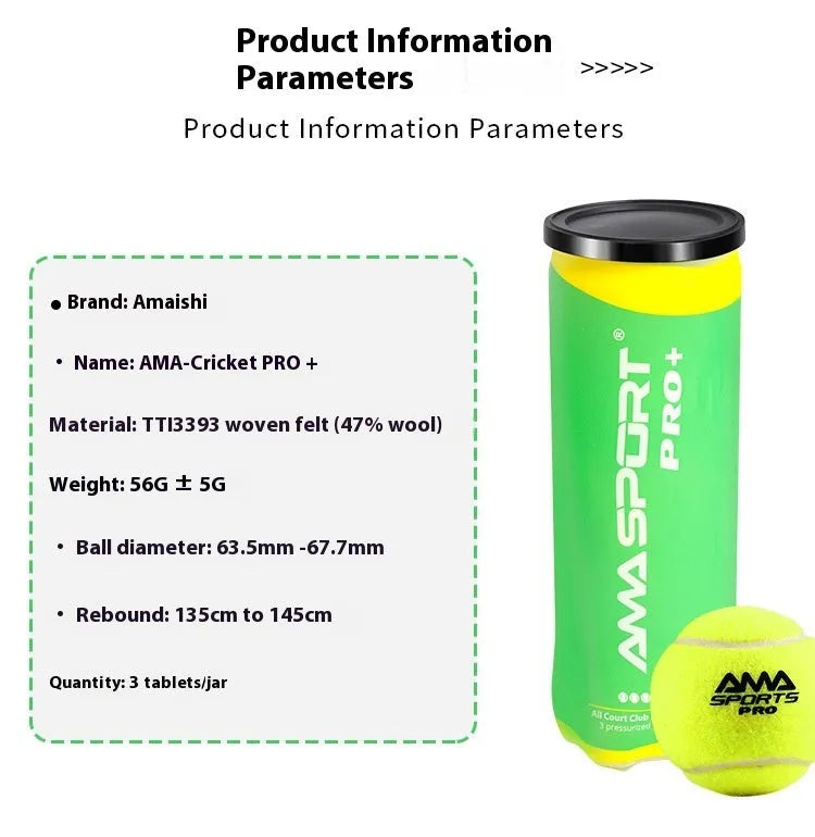 Three cage plate training tennis balls showing high elasticity construction in Cricket-PRO colour options