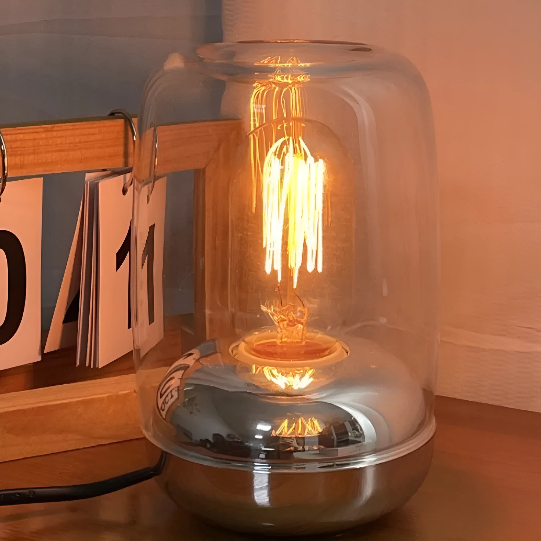 Geometric glass essential oil lamp with modern design for bedroom ambience lighting