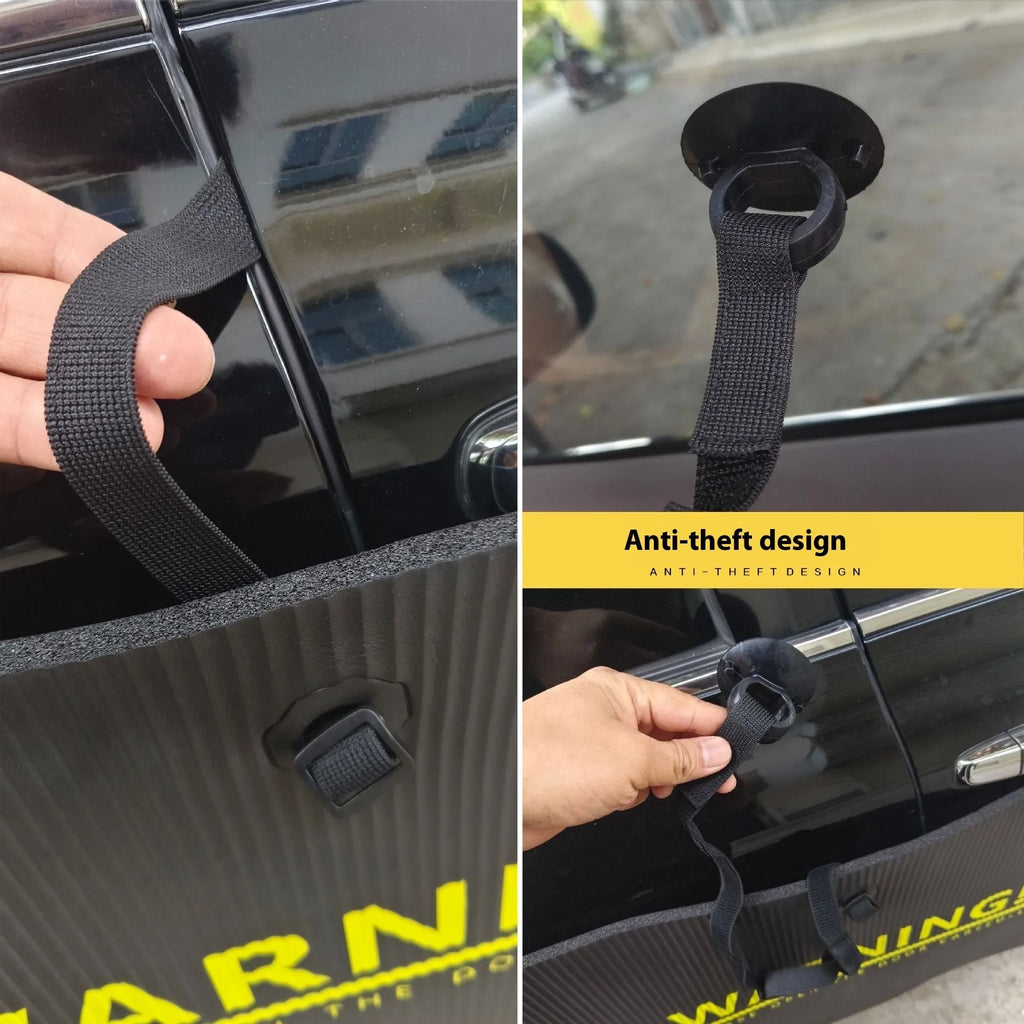 Black NBR magnetic anti-collision parking sticker measuring 190x160x40cm on a garage wall for car protection