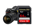U3 high-speed memory card for camera and SLR with 64GB capacity, compact 24x34x2.1mm size