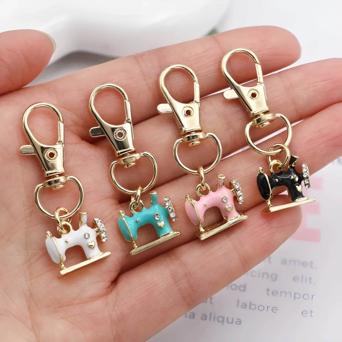 K gold colour enamel alloy pendant for DIY jewellery, shown in Pink, Black, White, or Green