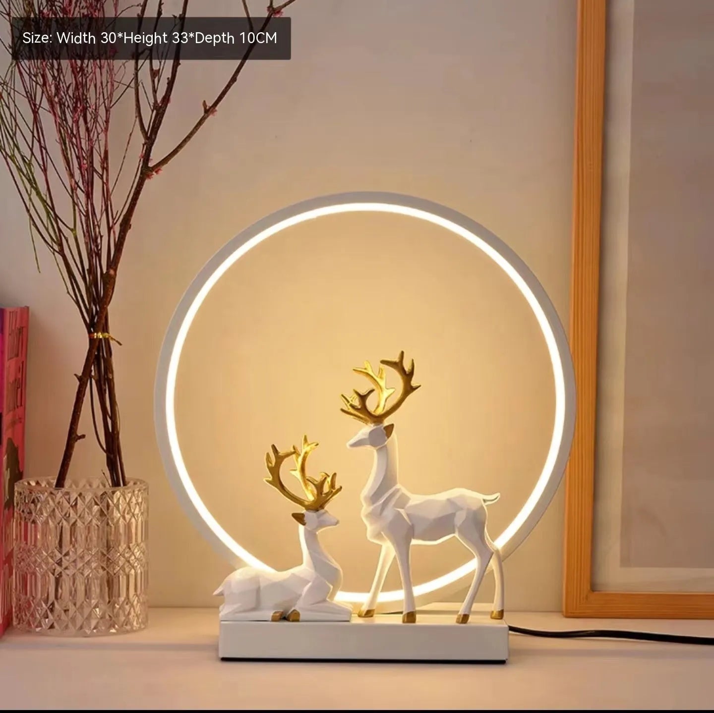 Bride dowry wedding night light in noble gold or white finish with button or remote control.