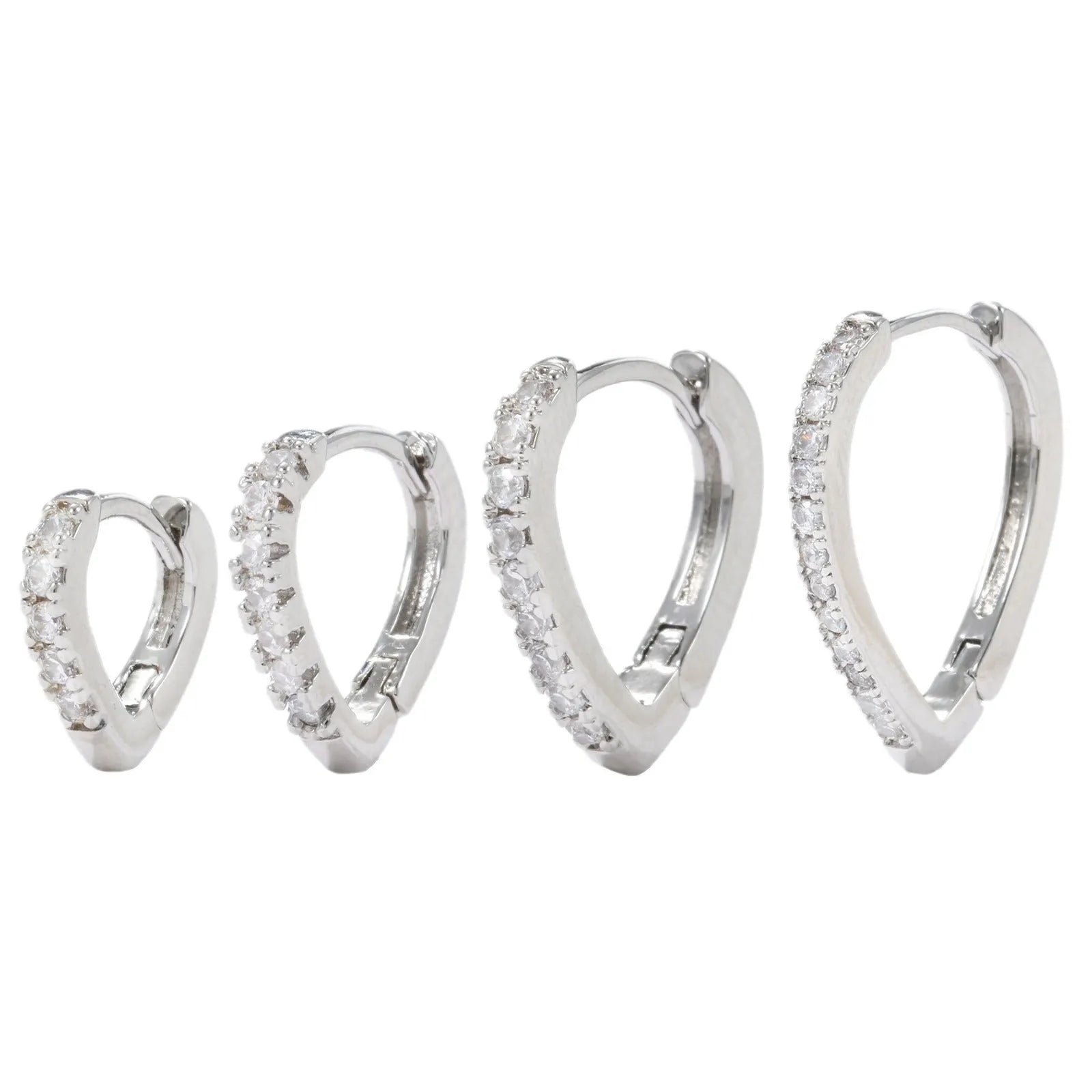 A geometric heart-shaped ear clip for women in electroplated copper, shown in gold and white K colour options.