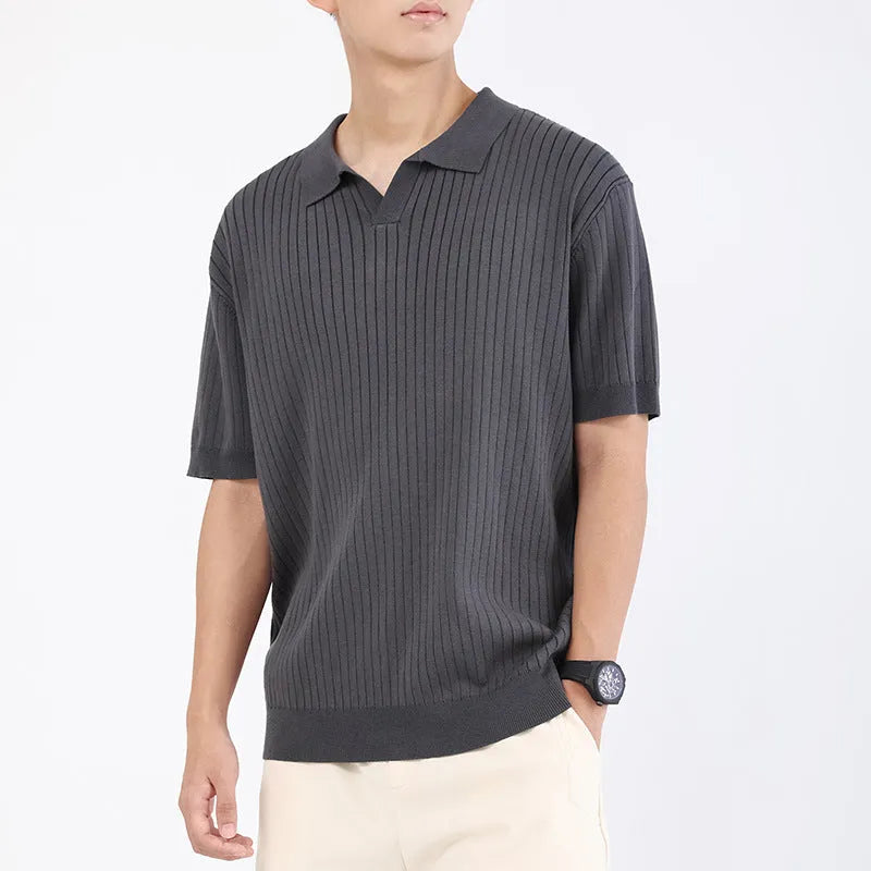 Men's Ice Silk short sleeve polo shirt with turn-down collar in apricot, regular fit, available in six colours
