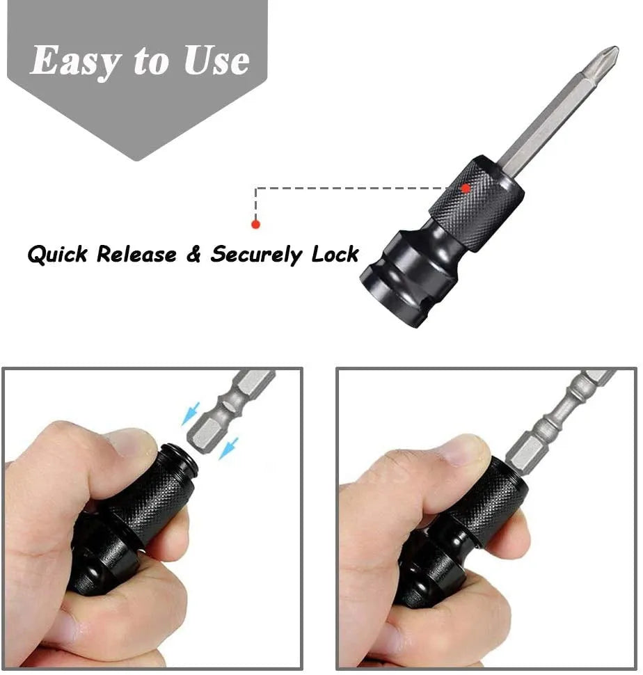 Square turn hexagonal handle telescopic bit holder with telescopic sleeve