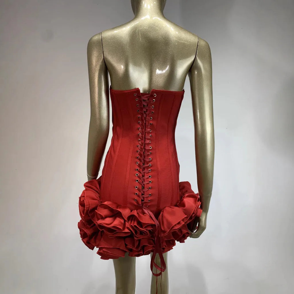 Women's urban style mid-waist polyester dress in red, white, or black colours