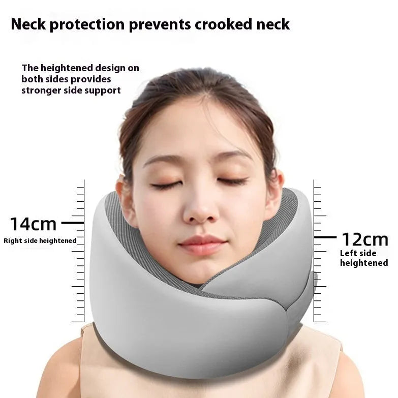 Memory foam U-shaped travel neck pillow with magnetic cloth fabric in light gray colour