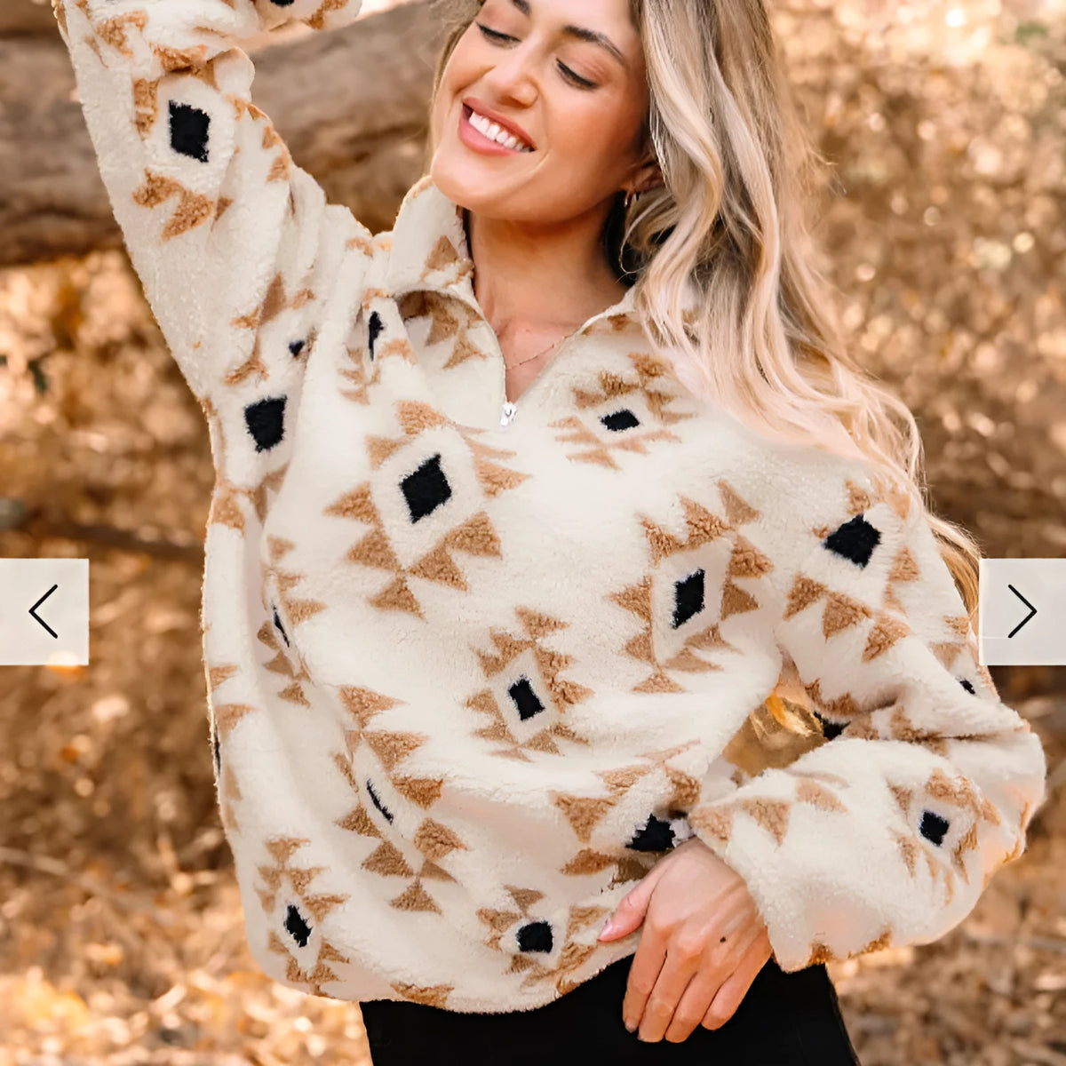 Khaki printed zip collar sweatshirt in polyester fibre, casual daily top, sizes S to 2XL