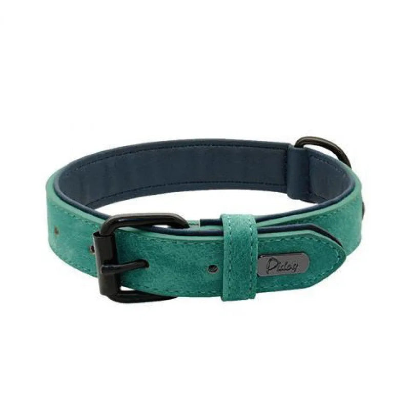 Adjustable dog collar with double-layer thickened construction in purple, blue, green, pink, or brown