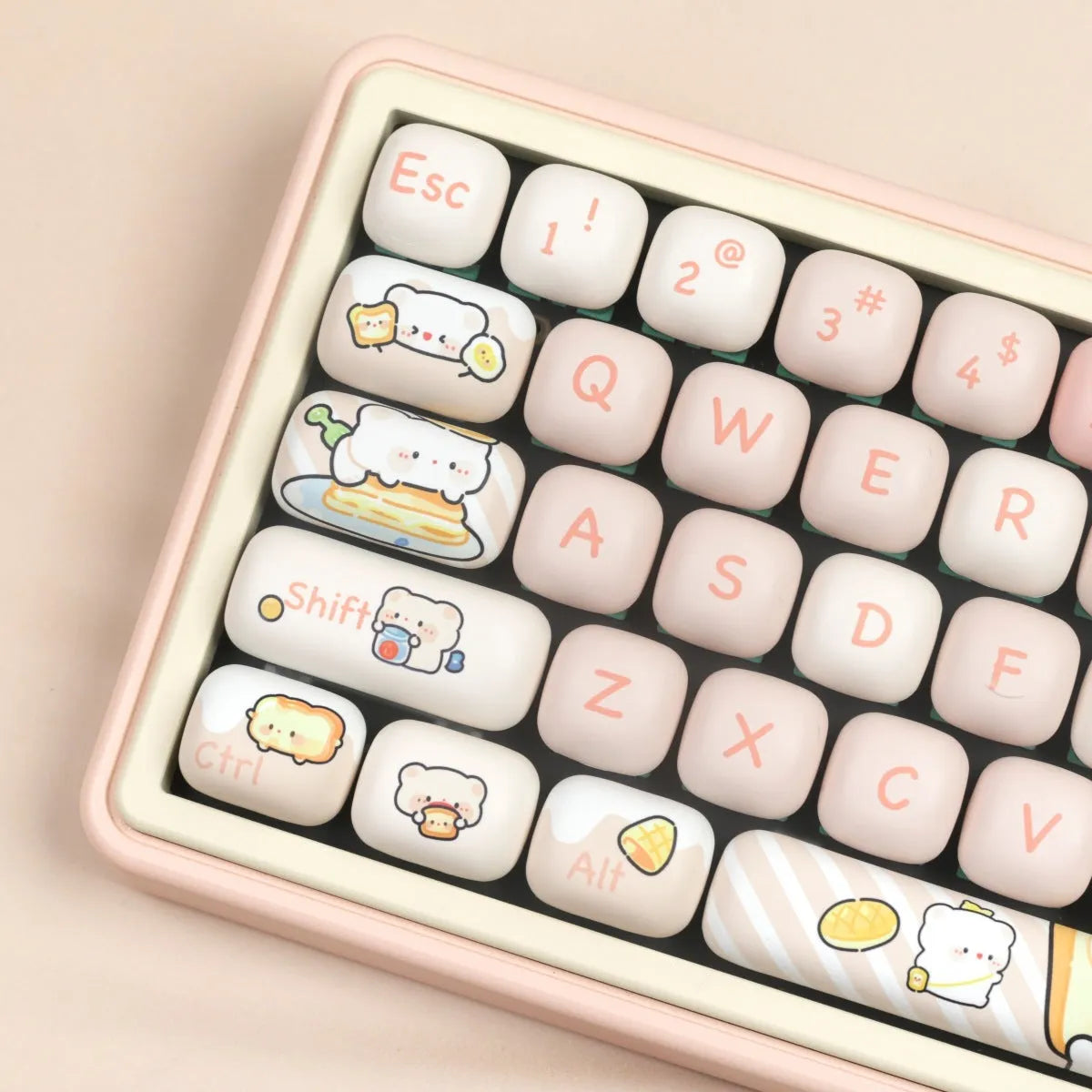 MOG Steamed Bread mechanical keyboard key cap set with bread bear thermal sublimation design