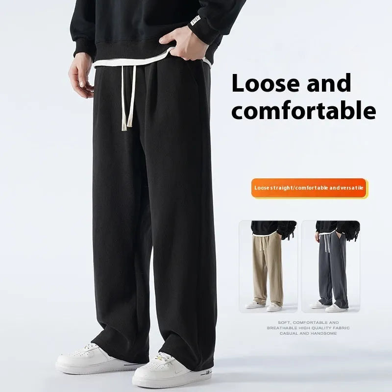 Men's apricot coloured loose-fit polar fleece winter sports pants with a drawstring waist.
