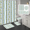 Printed polyester shower curtain and anti-slip mat set in 25 colours, with sizes from 90cm x 180cm to 180cm x 200cm