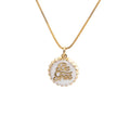 Gold-plated copper bottle cap pendant necklace on a 40cm box chain.