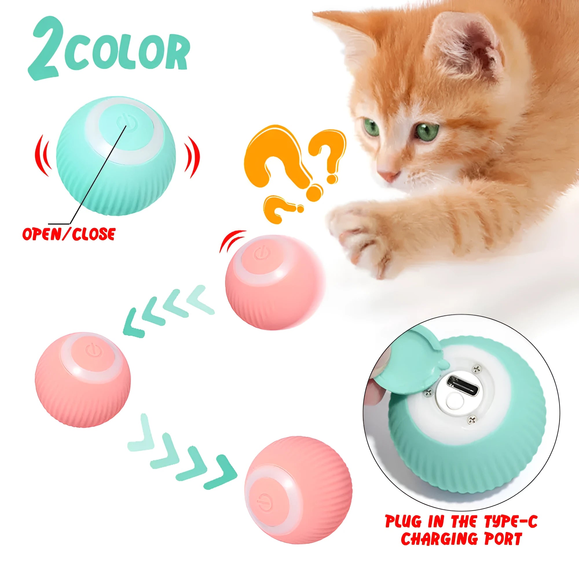 43mm automatic rolling ball cat toy with obstacle avoidance technology