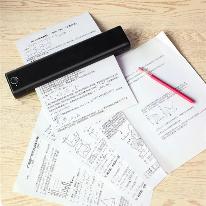 Phomemo M08F A4 portable thermal printer in silver black colour with charging cable