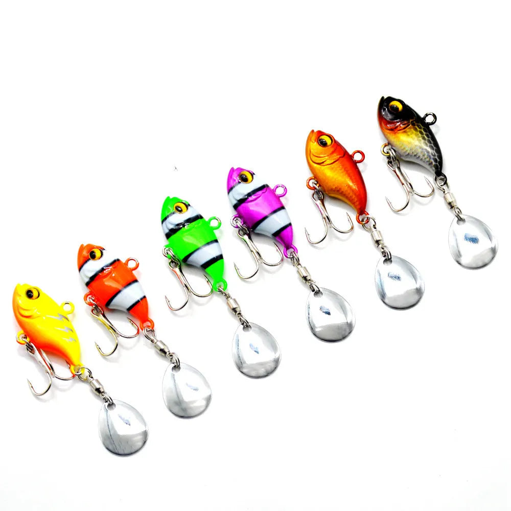 Metal sea fishing iron plate lure with rotating sequins in gold colour