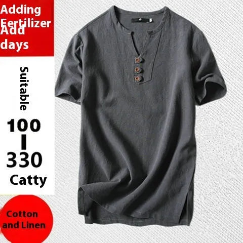 Men's loose cotton linen blend t-shirt in various colours with short sleeves