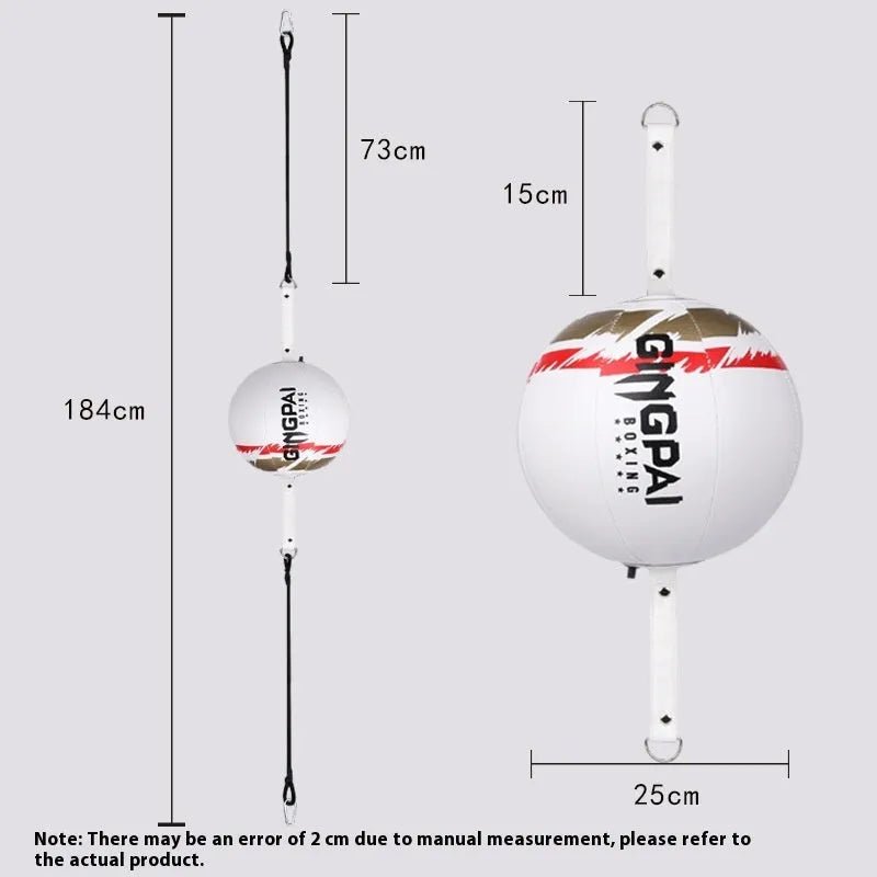 A black PU hanging boxing speed ball suspended for reaction and dodge training practice.