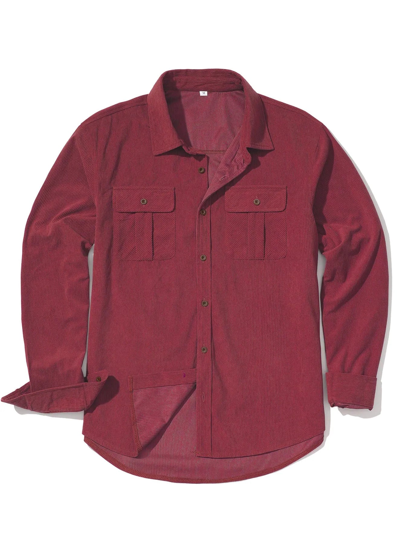 Men's casual corduroy shirt in Japanese retro style with long sleeves and loose fit