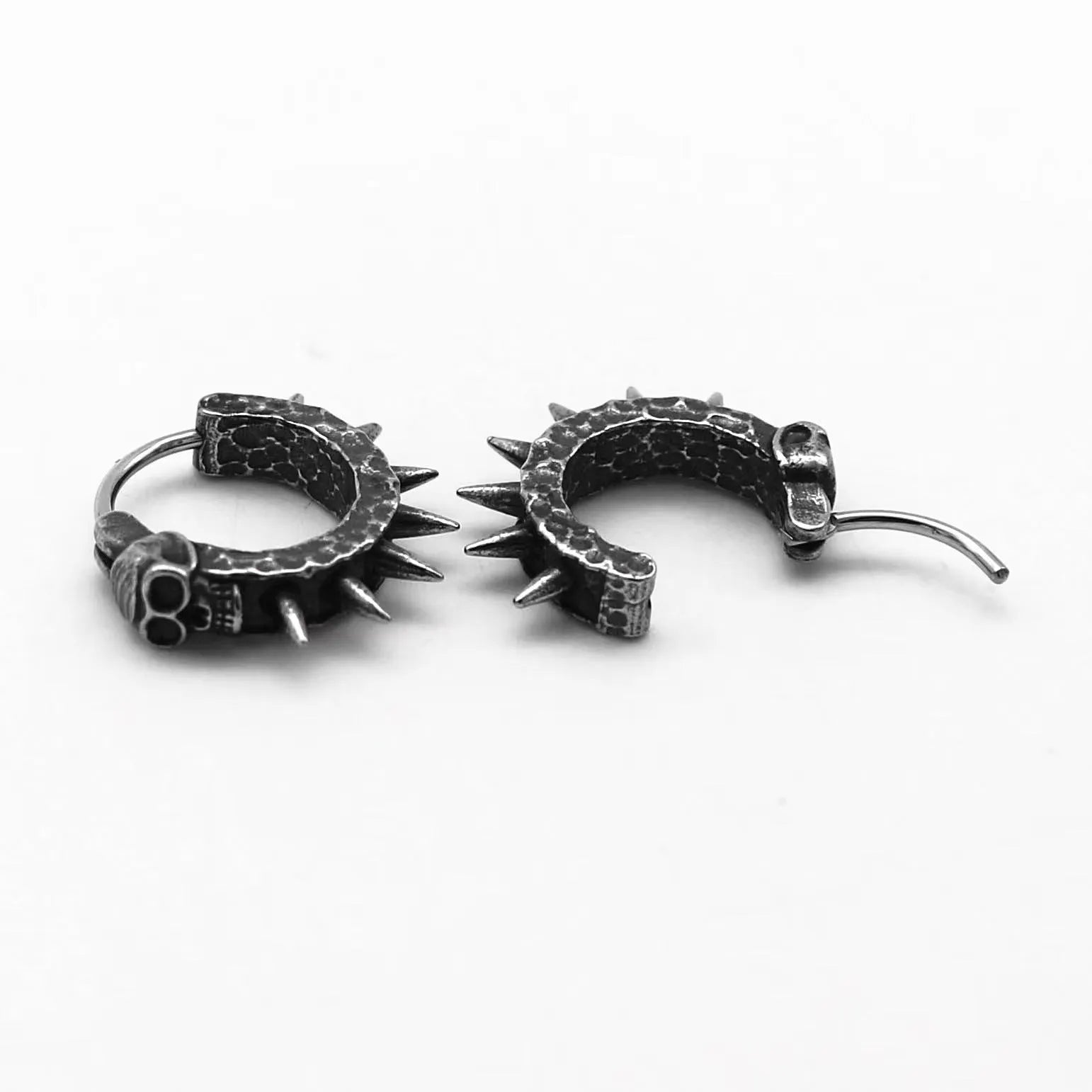 A pair of retro black geometric alloy earrings with a copper plastic punk motorcycle design theme.
