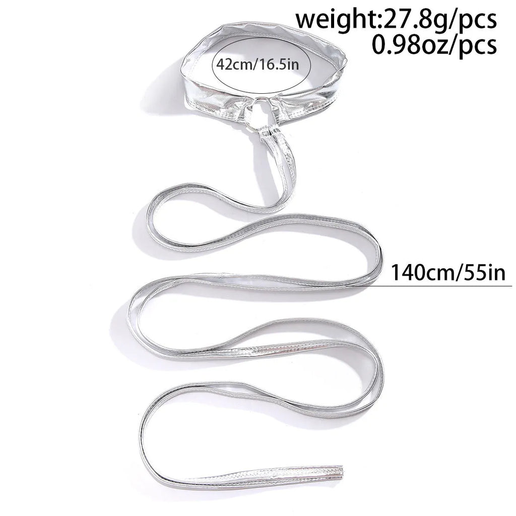 Silver alloy thigh chain jewellery with geometric shape featuring lace-up and cross detailing for women