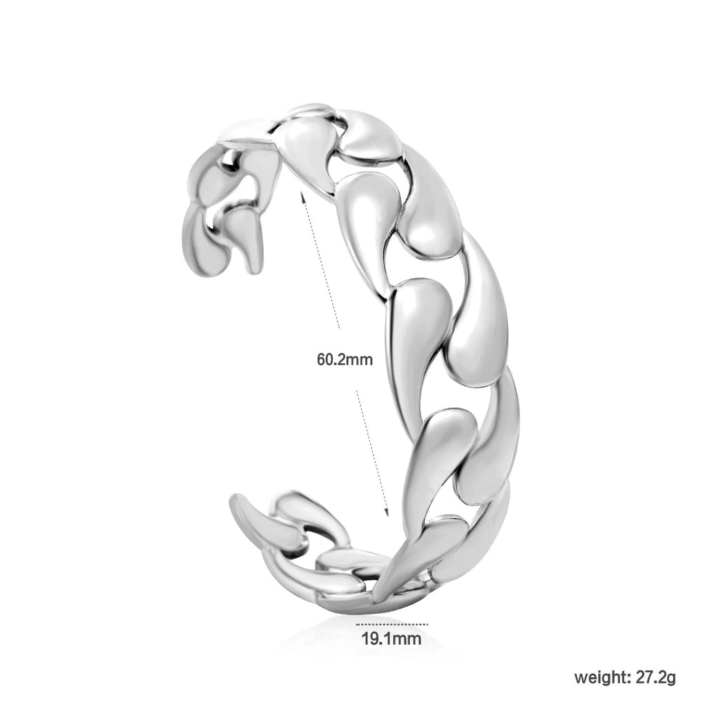 Stainless steel advanced style bracelet in one of three colour options on a white background.