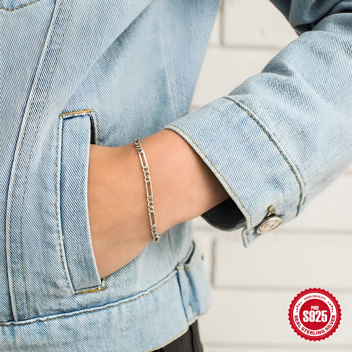 925 silver unisex bracelet with gold or platinum electroplated finish, simple European American style