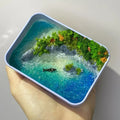 DIY bamboo marine landscape model ornament kit showing materials and example finished design.