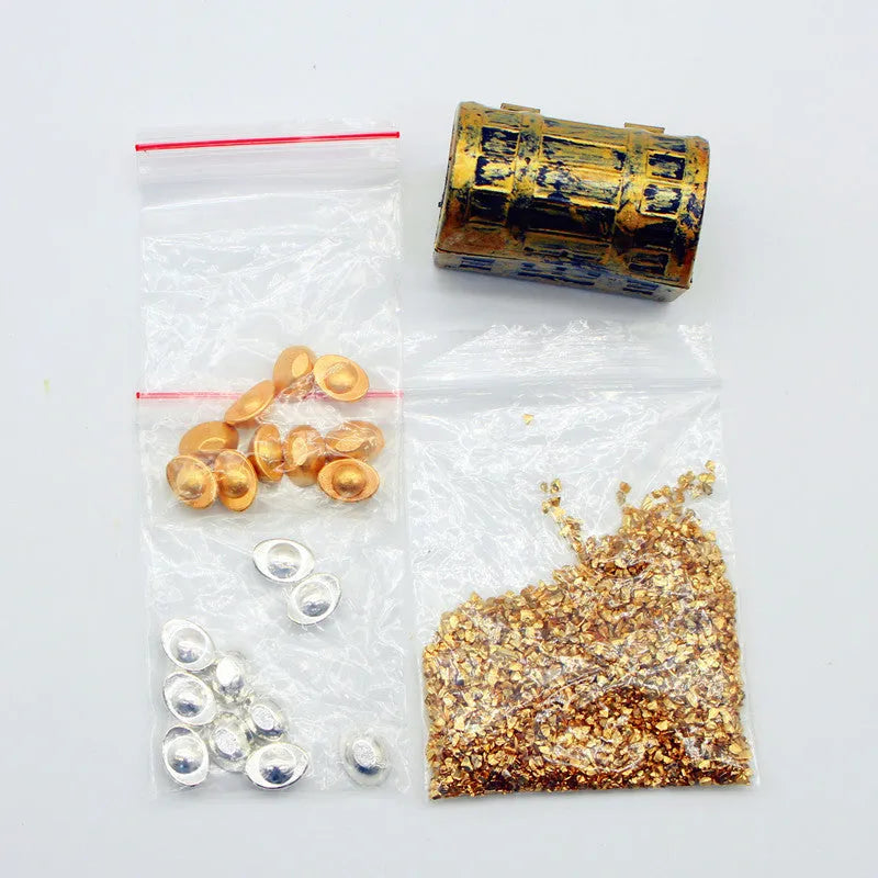 Alloy gold coin and gold bar miniature ornaments for doll house and model accessories.