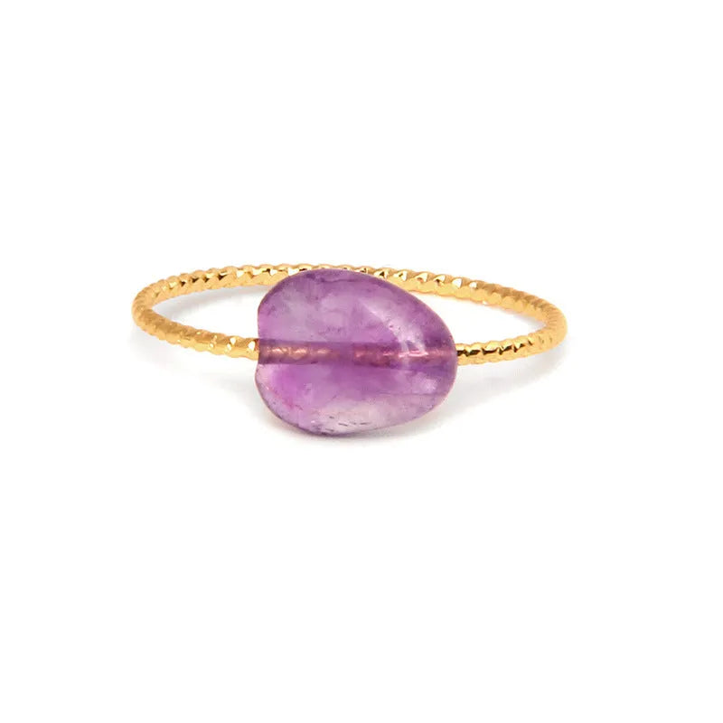 Geometric-shaped agate ring for women in a choice of eight colours on a neutral background.