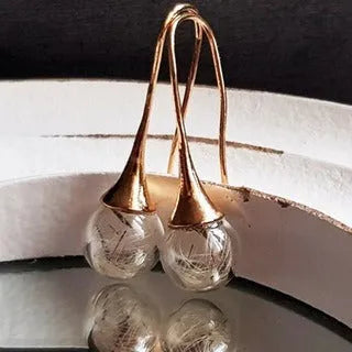 Transparent glass dandelion seed earrings on French hooks in 10mm and 16mm sizes