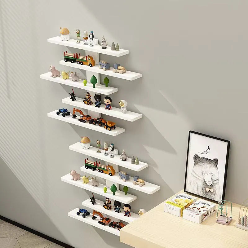 Five-tier wall-mounted PVC storage rack for blind boxes and toy display in choice of colours