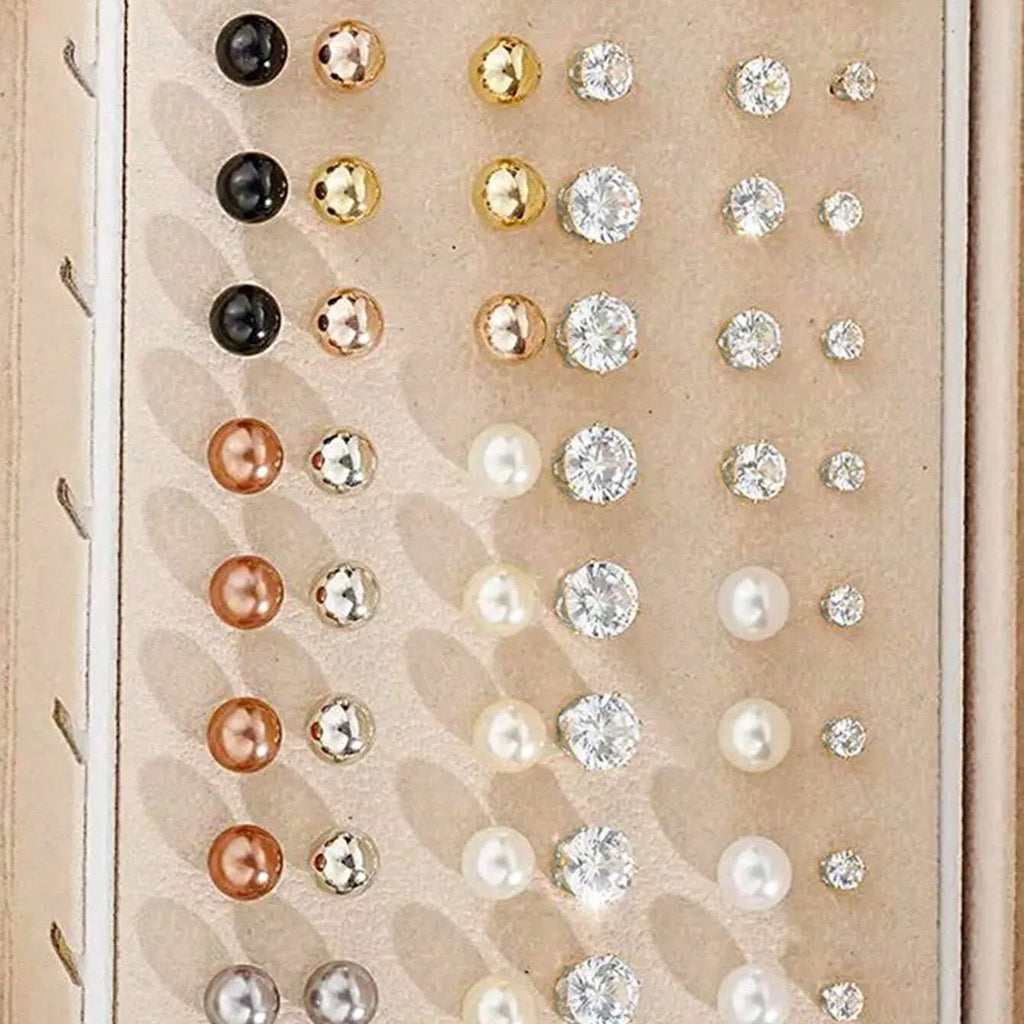 108-piece set of gold and yellow geometric round alloy earrings for women.