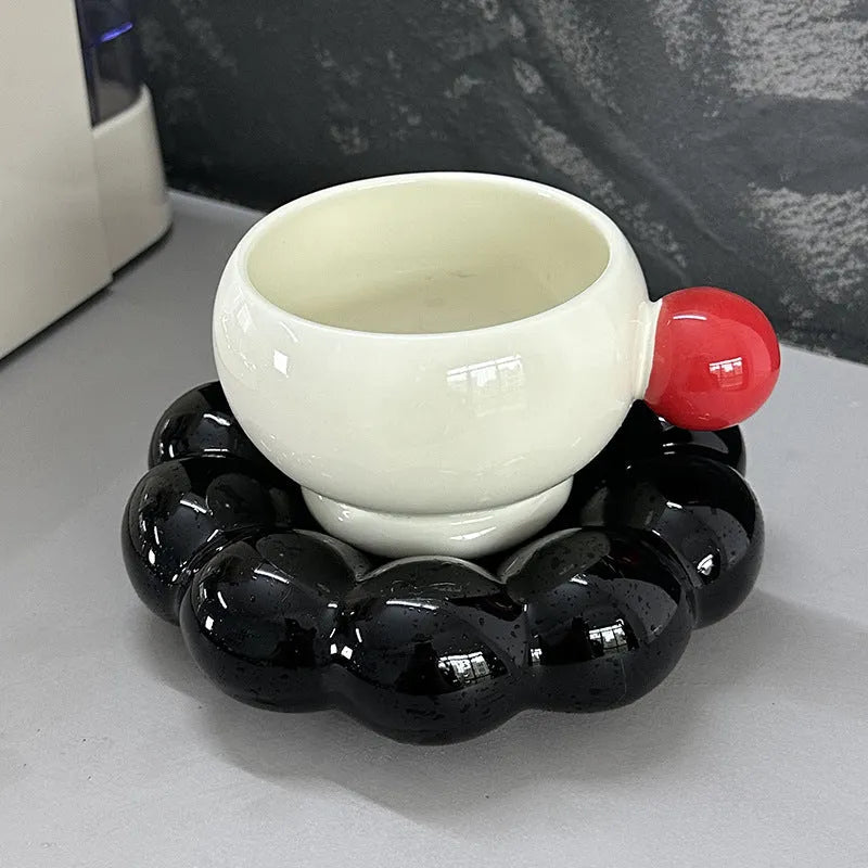 Ceramic coffee set with cup and dish in Nordic simple style, 250ml capacity, high temperature resistant